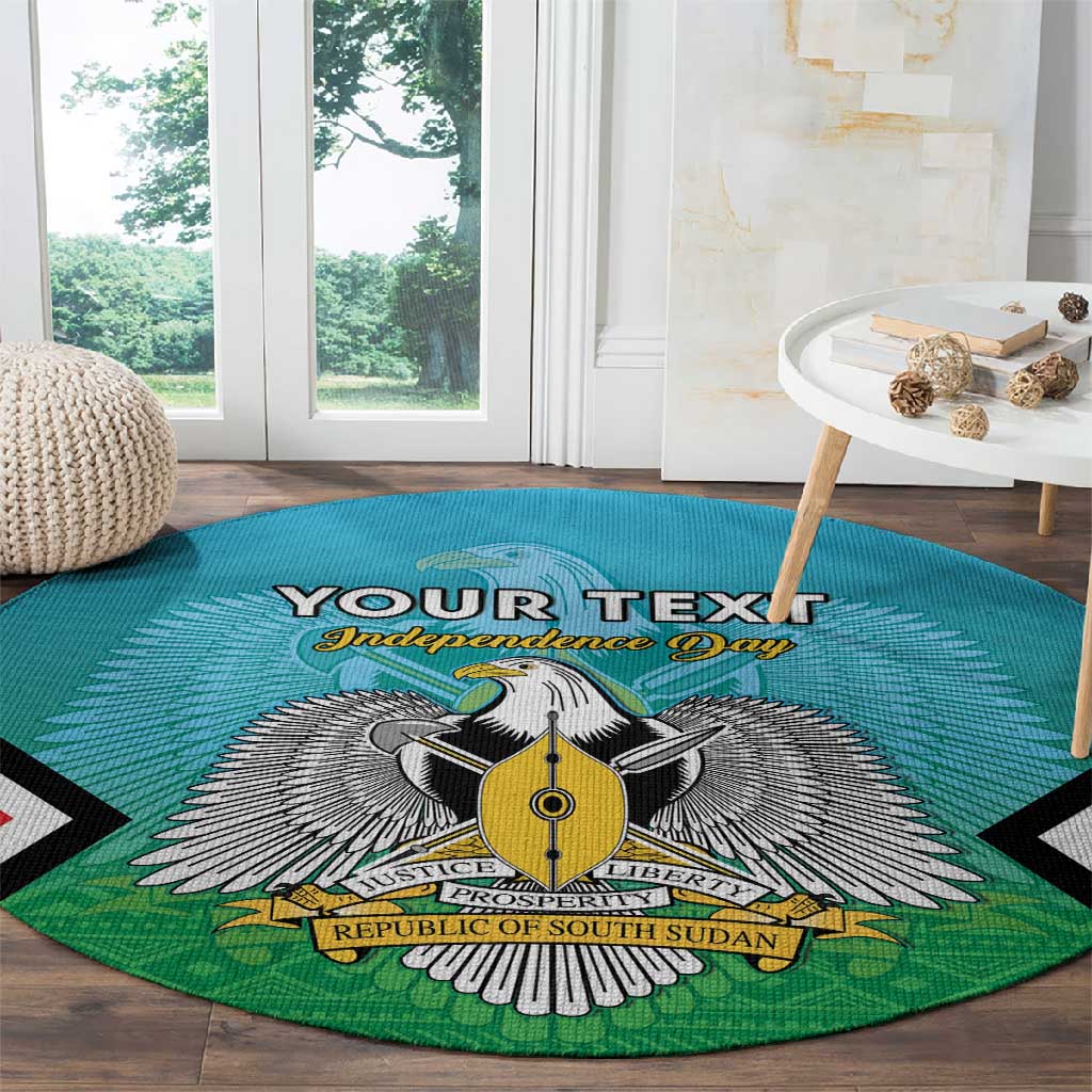 Personalised South Sudan Round Carpet Coat Of Arms - Happy Independence Day
