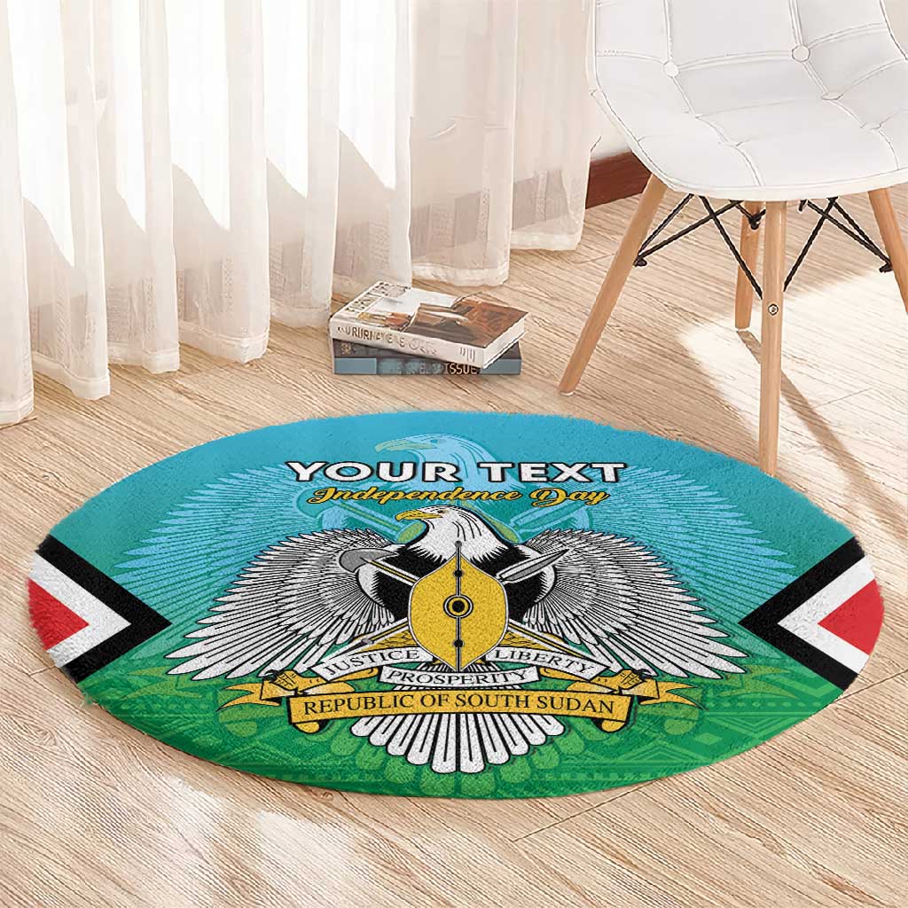 Personalised South Sudan Round Carpet Coat Of Arms - Happy Independence Day