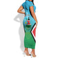 Personalised South Sudan Short Sleeve Bodycon Dress Coat Of Arms - Happy Independence Day LT15