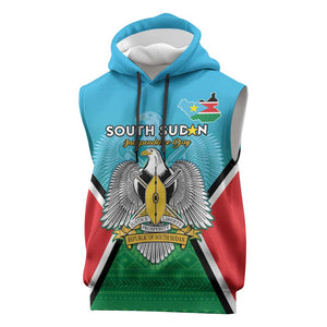 Personalised South Sudan Sleeveless Hoodie Coat Of Arms - Happy Independence Day - African Pride