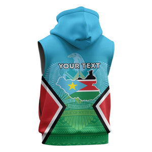 Personalised South Sudan Sleeveless Hoodie Coat Of Arms - Happy Independence Day - African Pride