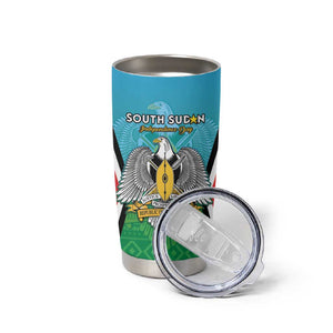 Personalised South Sudan Tumbler Cup Coat Of Arms - Happy Independence Day