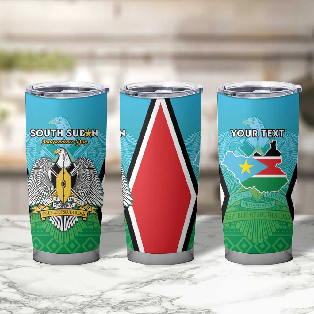 Personalised South Sudan Tumbler Cup Coat Of Arms - Happy Independence Day
