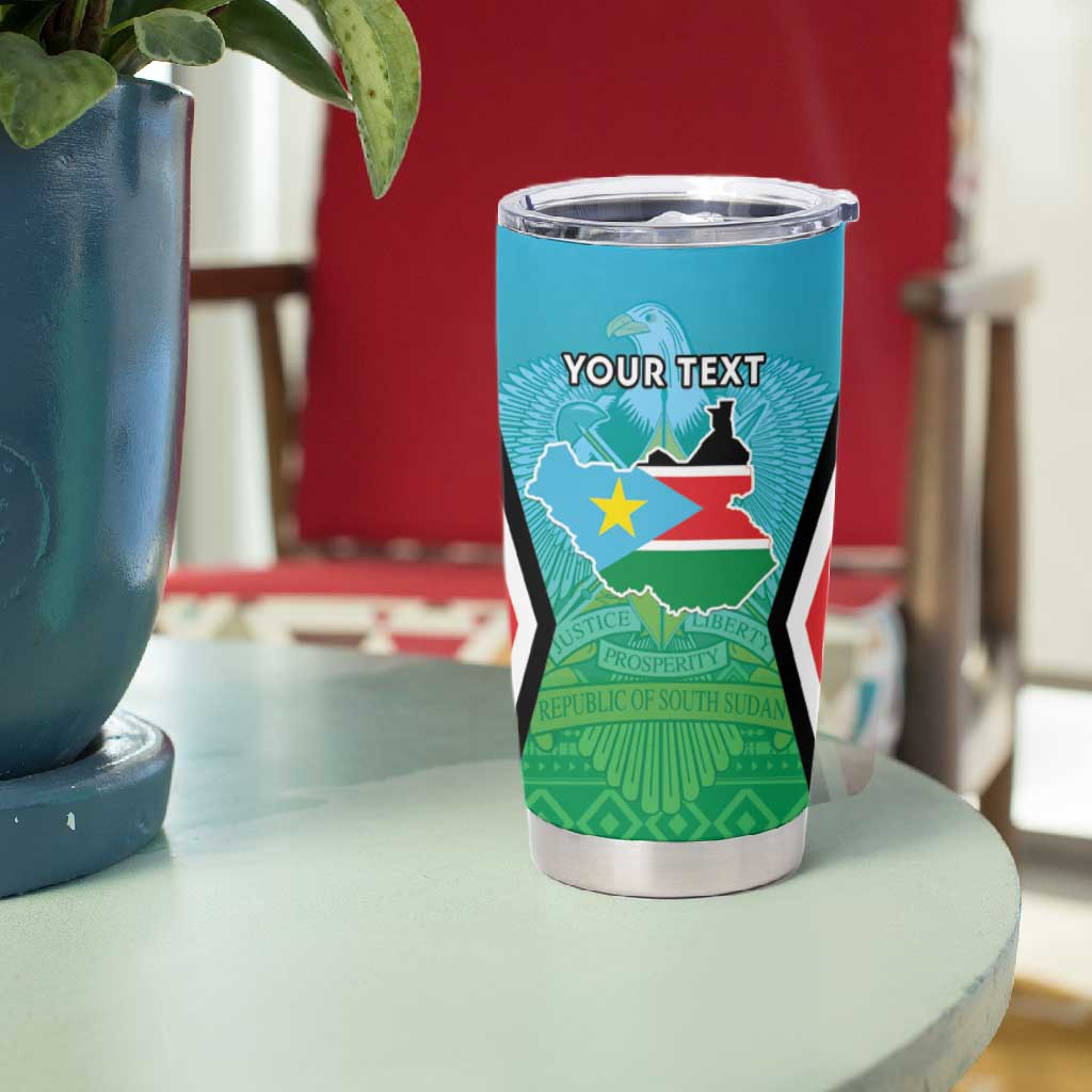 Personalised South Sudan Tumbler Cup Coat Of Arms - Happy Independence Day