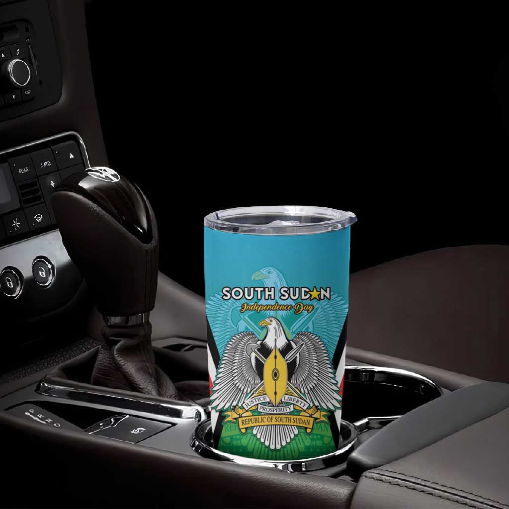Personalised South Sudan Tumbler Cup Coat Of Arms - Happy Independence Day
