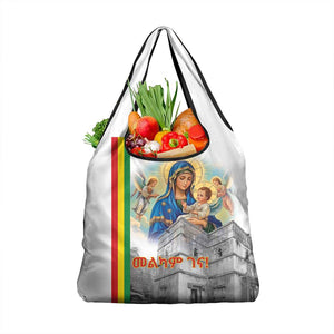 Melkam Gena Ethiopia Grocery Bag Saint Mary Lalibela Churches