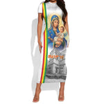 Melkam Gena Ethiopia Short Sleeve Bodycon Dress Saint Mary Lalibela Churches LT15