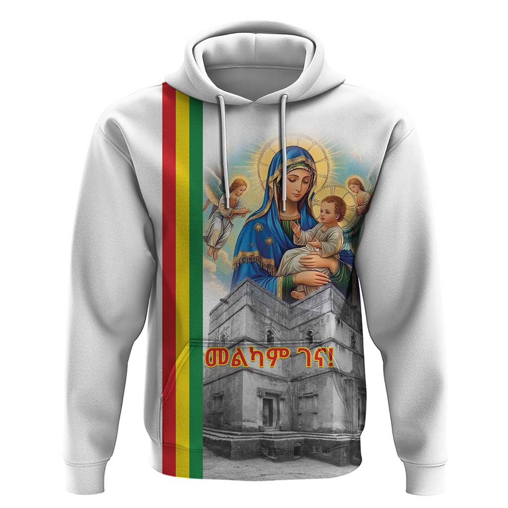 Melkam Gena Ethiopia Zip Hoodie Saint Mary Lalibela Churches