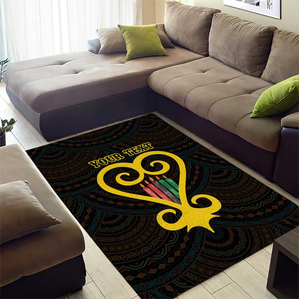 Personalized African-American Black Love Day Area Rug Sankofa Heart - Nya Akoma