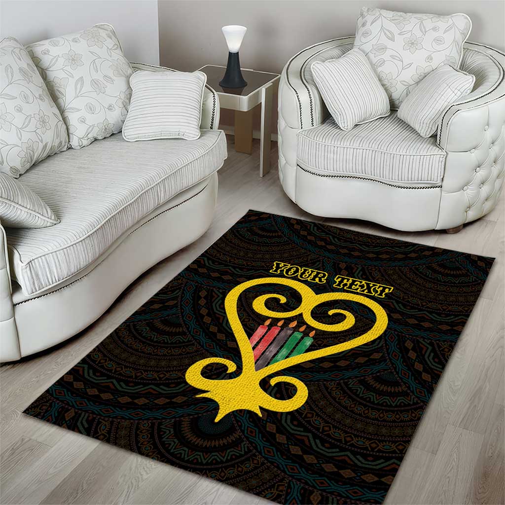 Personalized African-American Black Love Day Area Rug Sankofa Heart - Nya Akoma
