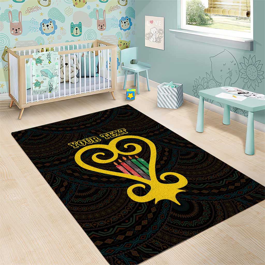 Personalized African-American Black Love Day Area Rug Sankofa Heart - Nya Akoma