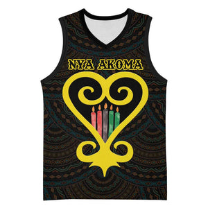 Personalized  African-American Black Love Day Basketball Jersey Sankofa Heart - Nya Akoma - African Pride