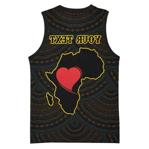 Personalized  African-American Black Love Day Basketball Jersey Sankofa Heart - Nya Akoma - African Pride