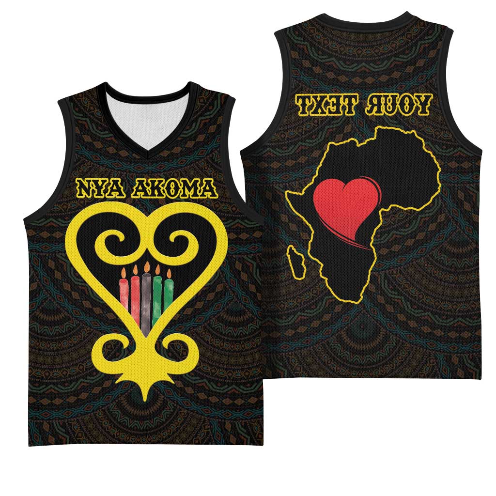 Personalized  African-American Black Love Day Basketball Jersey Sankofa Heart - Nya Akoma - African Pride
