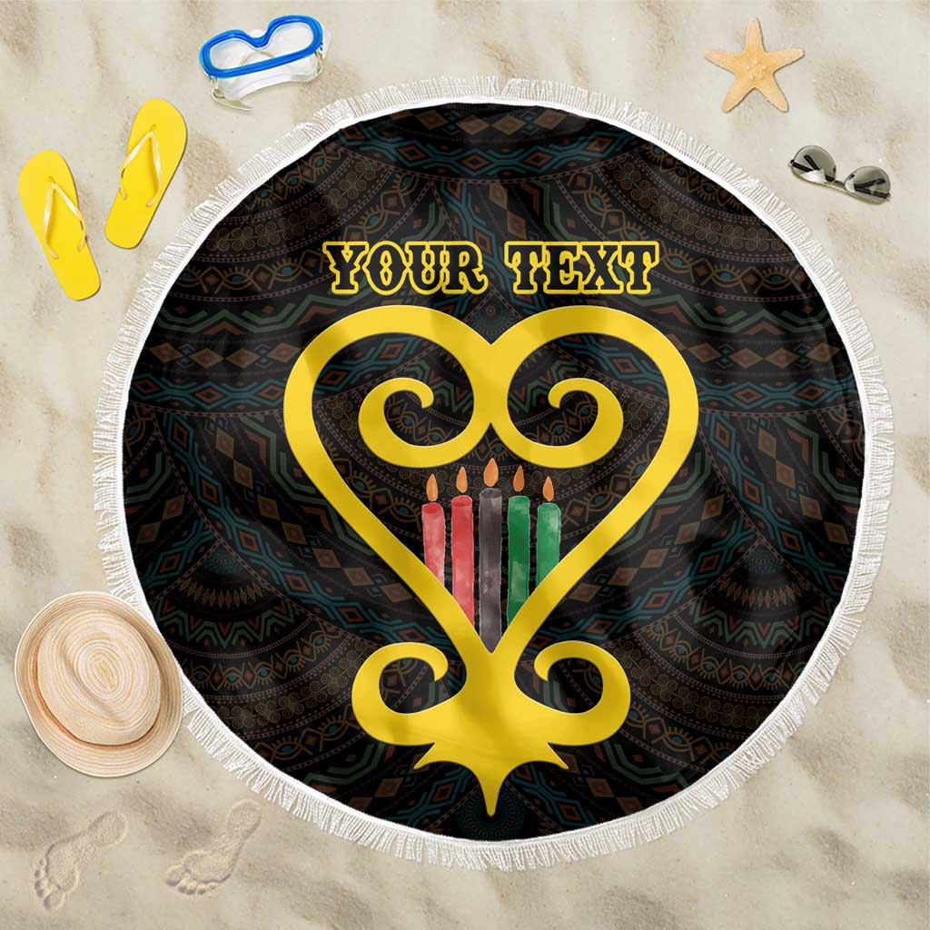 Personalized African-American Black Love Day Beach Blanket Sankofa Heart - Nya Akoma
