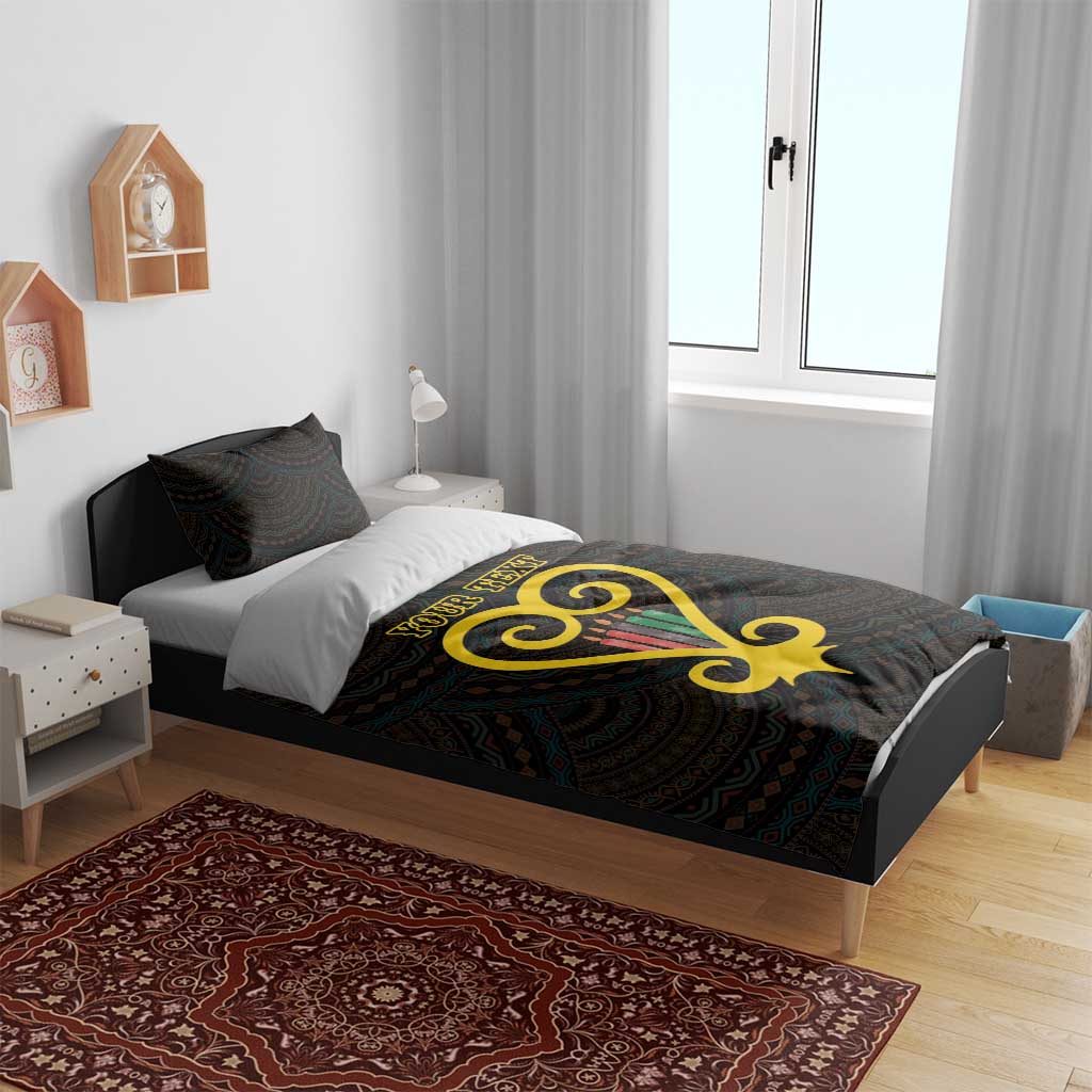 Personalized African-American Black Love Day Bedding Set Sankofa Heart - Nya Akoma