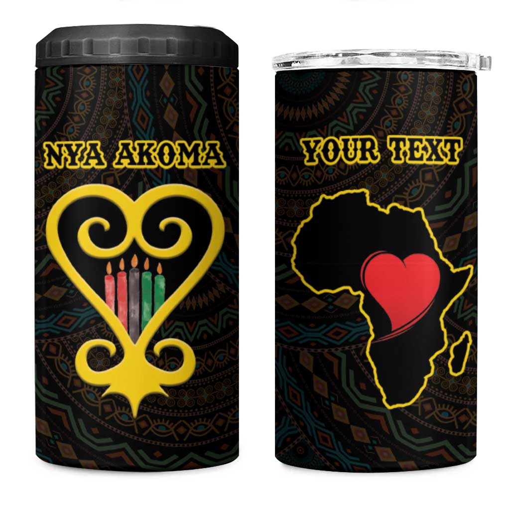 Personalized  African-American Black Love Day 4 in 1 Can Cooler Tumbler Sankofa Heart - Nya Akoma