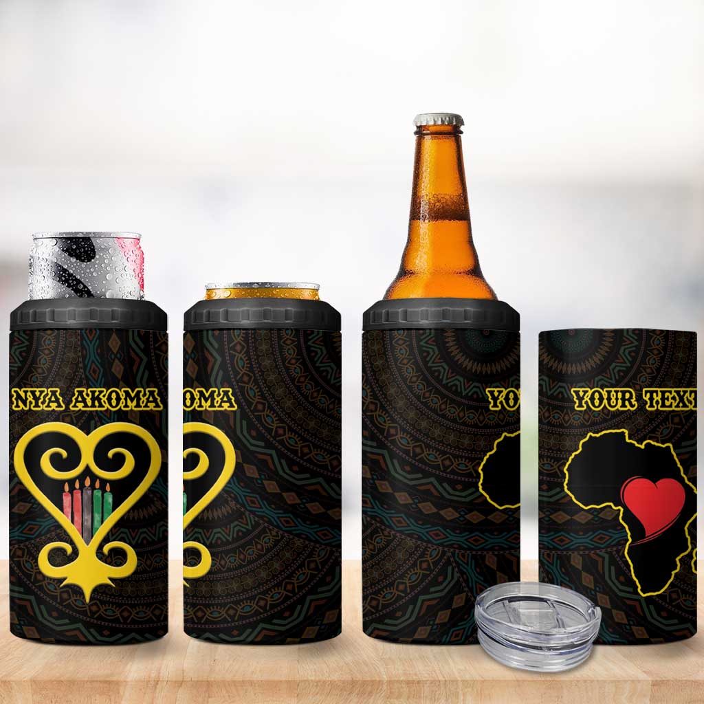 Personalized  African-American Black Love Day 4 in 1 Can Cooler Tumbler Sankofa Heart - Nya Akoma