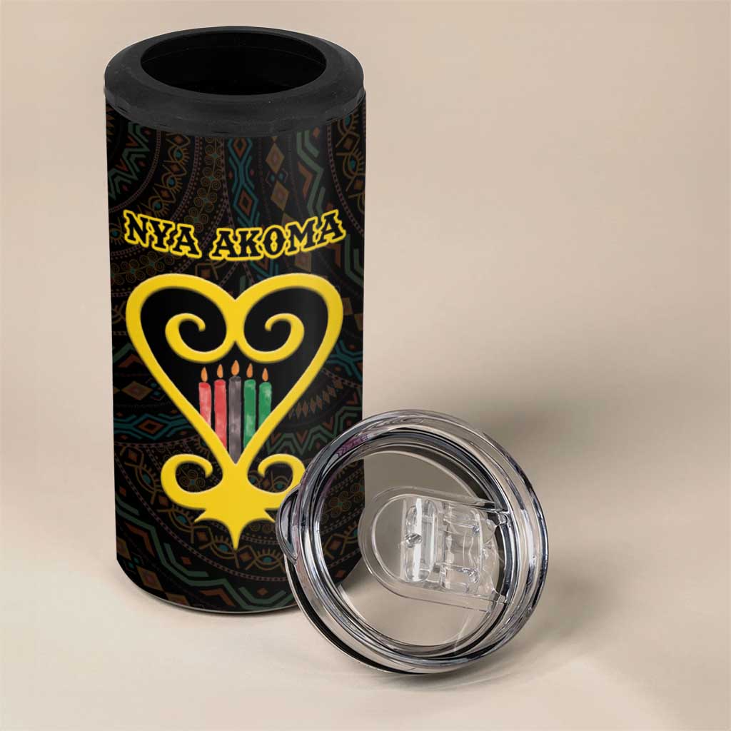 Personalized  African-American Black Love Day 4 in 1 Can Cooler Tumbler Sankofa Heart - Nya Akoma