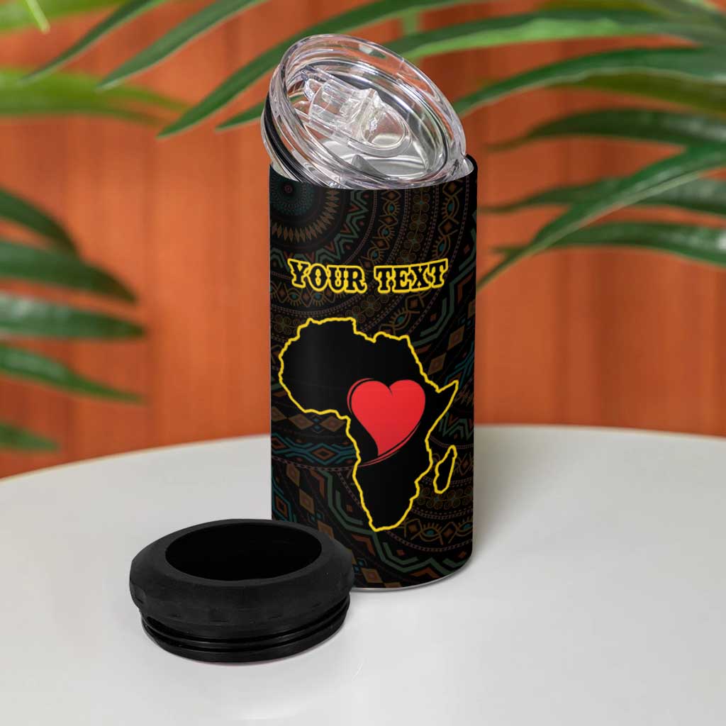 Personalized  African-American Black Love Day 4 in 1 Can Cooler Tumbler Sankofa Heart - Nya Akoma
