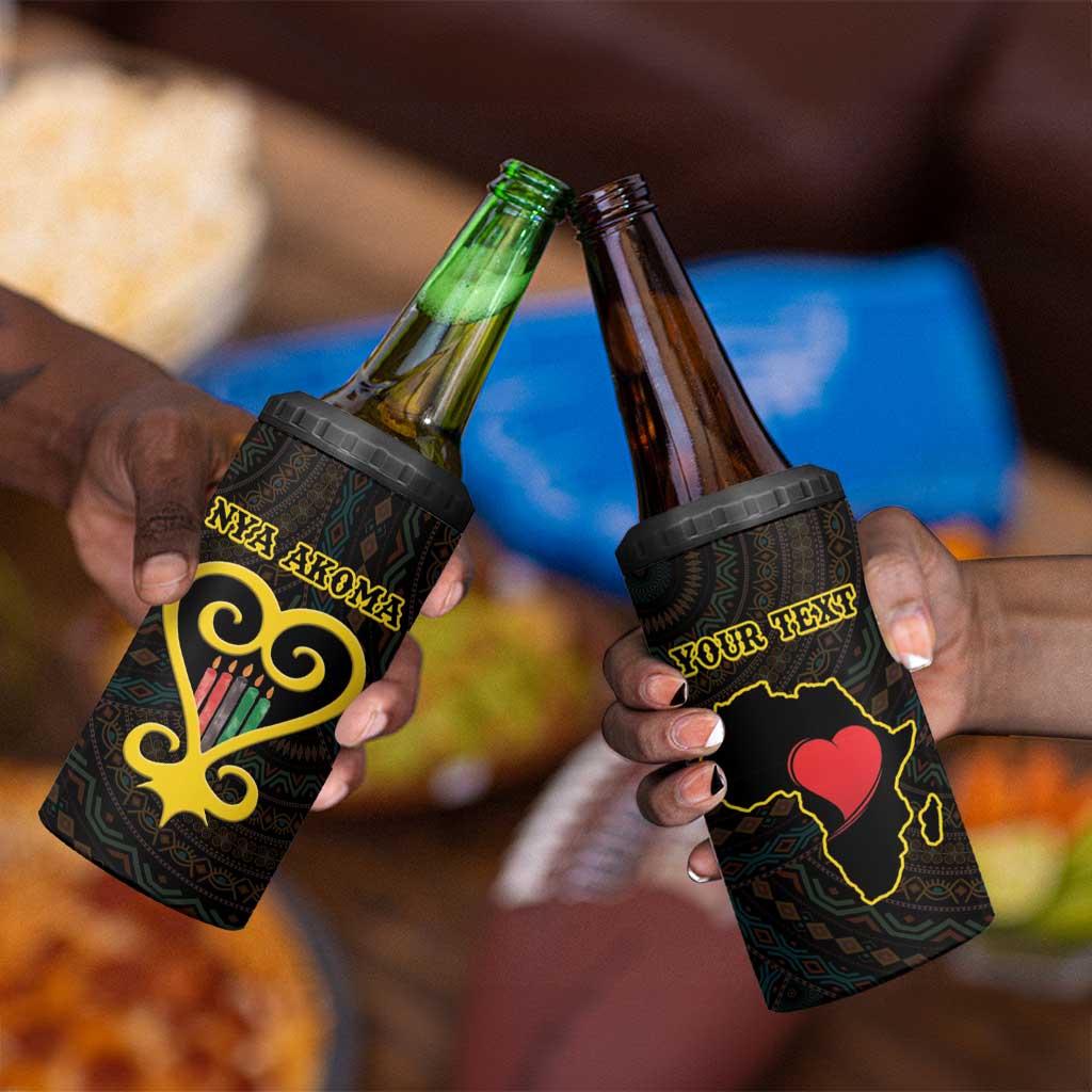 Personalized  African-American Black Love Day 4 in 1 Can Cooler Tumbler Sankofa Heart - Nya Akoma