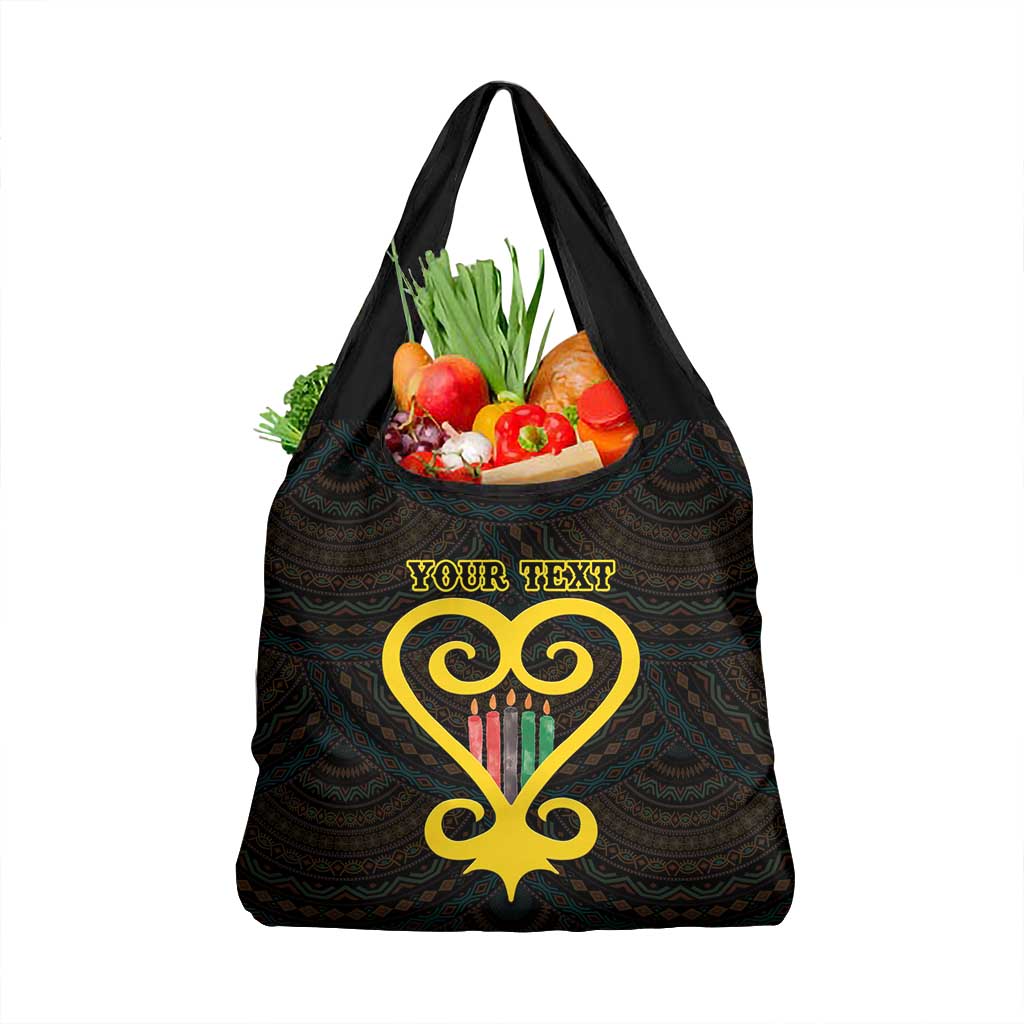 Personalized  African-American Black Love Day Grocery Bag Sankofa Heart - Nya Akoma
