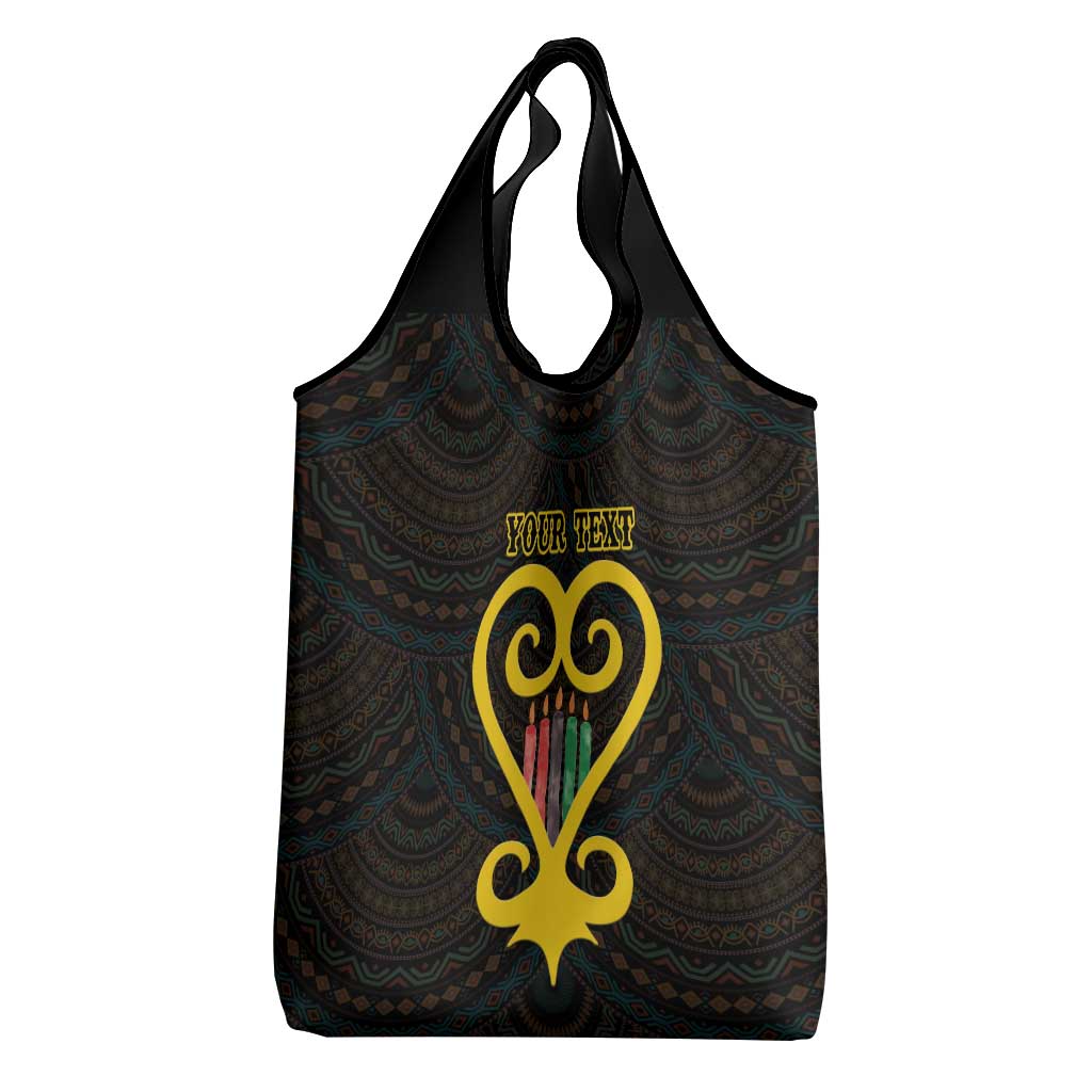 Personalized  African-American Black Love Day Grocery Bag Sankofa Heart - Nya Akoma