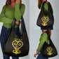 Personalized  African-American Black Love Day Grocery Bag Sankofa Heart - Nya Akoma