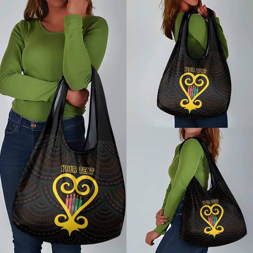 Personalized  African-American Black Love Day Grocery Bag Sankofa Heart - Nya Akoma