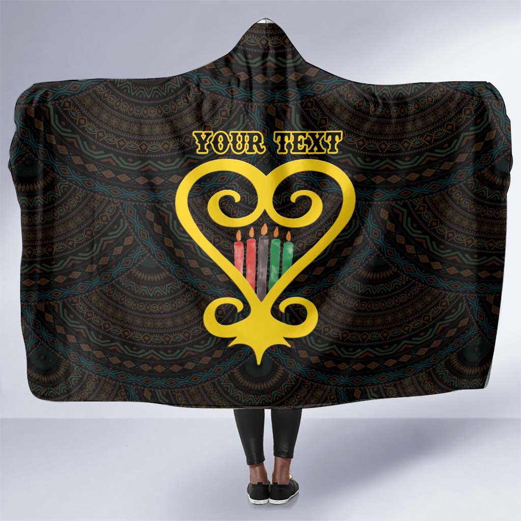 Personalized African-American Black Love Day Hooded Blanket Sankofa Heart - Nya Akoma