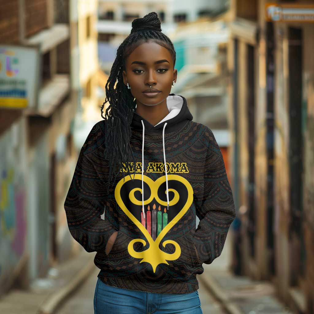 Personalized  African-American Black Love Day Hoodie Sankofa Heart - Nya Akoma