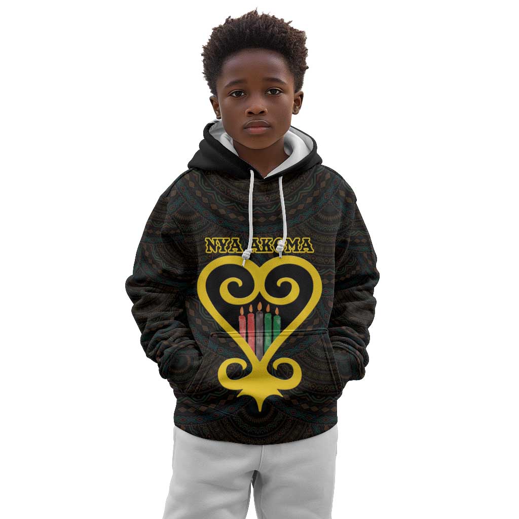 Personalized  African-American Black Love Day Kid Hoodie Sankofa Heart - Nya Akoma