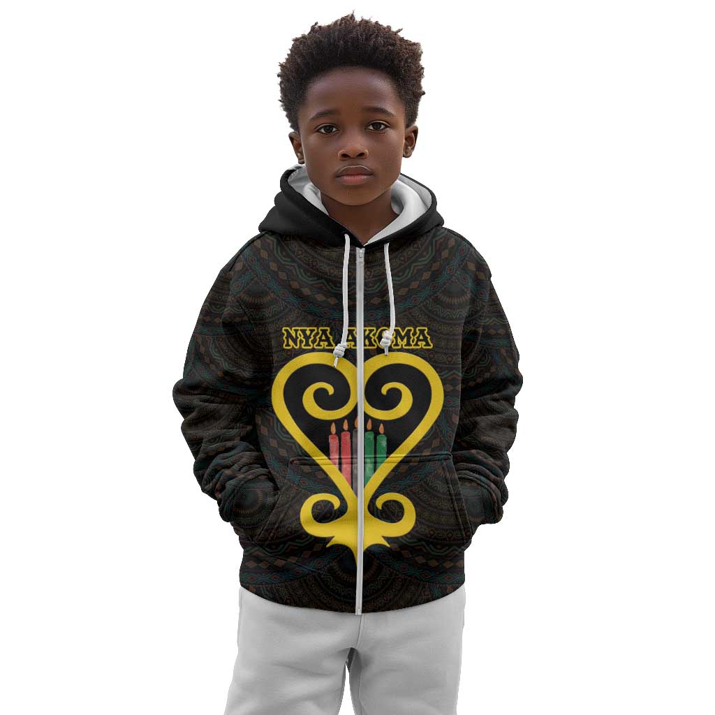 Personalized  African-American Black Love Day Kid Hoodie Sankofa Heart - Nya Akoma