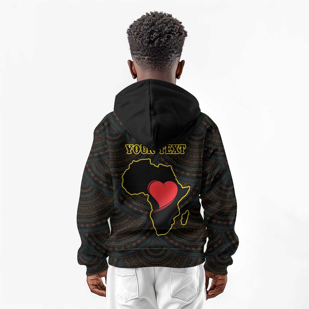 Personalized  African-American Black Love Day Kid Hoodie Sankofa Heart - Nya Akoma