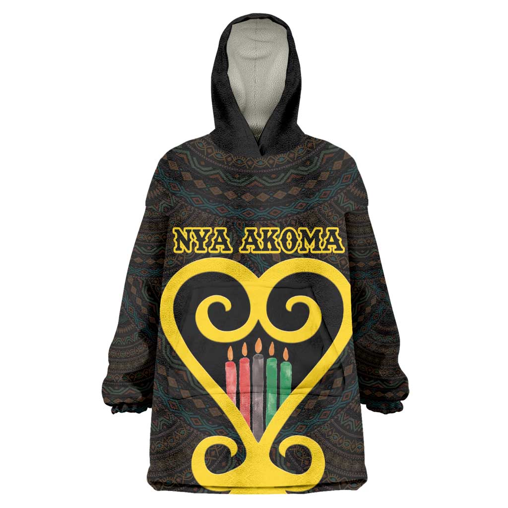 Personalized  African-American Black Love Day Kid Wearable Blanket Hoodie Sankofa Heart - Nya Akoma