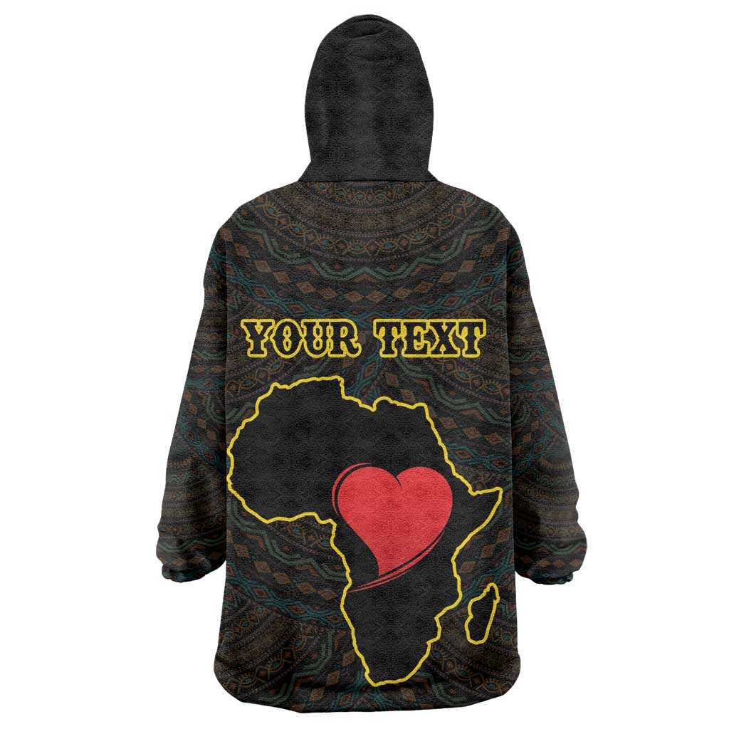 Personalized  African-American Black Love Day Kid Wearable Blanket Hoodie Sankofa Heart - Nya Akoma