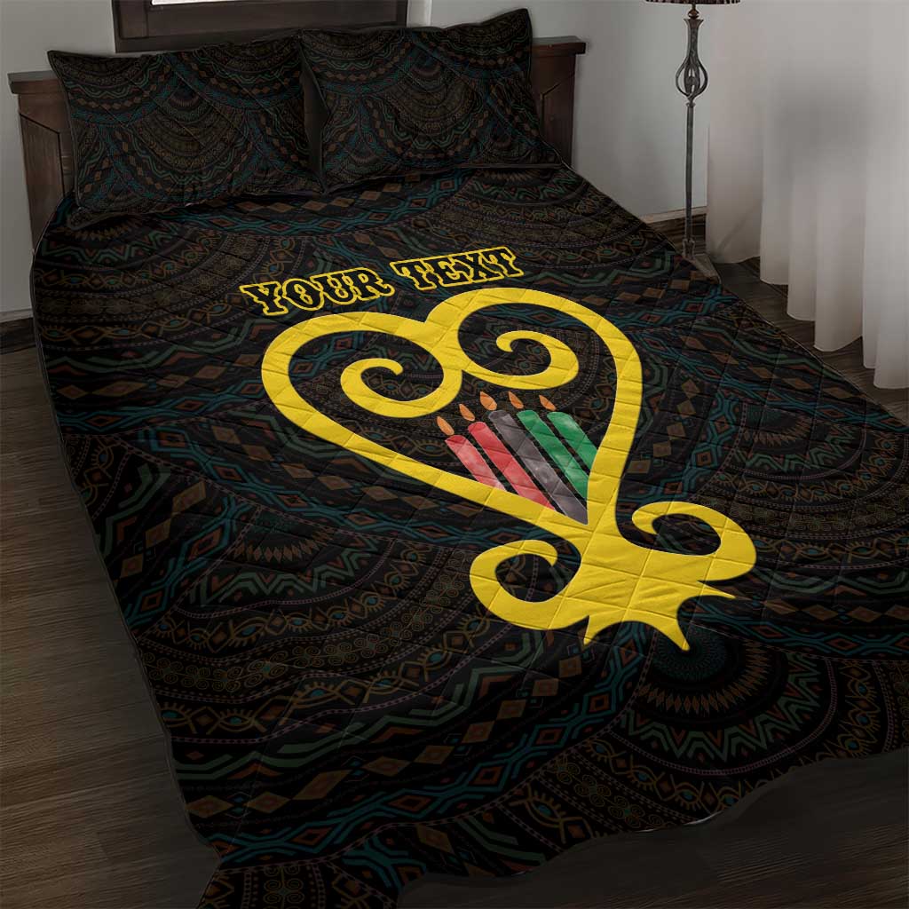 Personalized African-American Black Love Day Quilt Bed Set Sankofa Heart - Nya Akoma