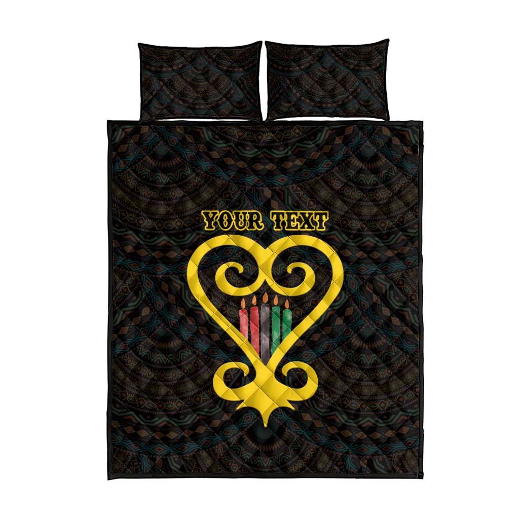 Personalized African-American Black Love Day Quilt Bed Set Sankofa Heart - Nya Akoma