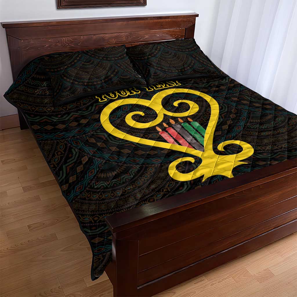 Personalized African-American Black Love Day Quilt Bed Set Sankofa Heart - Nya Akoma