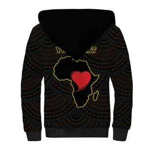 Personalized  African-American Black Love Day Sherpa Hoodie Sankofa Heart - Nya Akoma