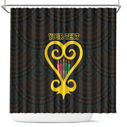 Personalized African-American Black Love Day Shower Curtain Sankofa Heart - Nya Akoma