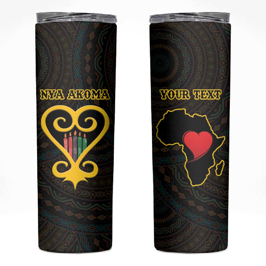 Personalized  African-American Black Love Day Skinny Tumbler Sankofa Heart - Nya Akoma