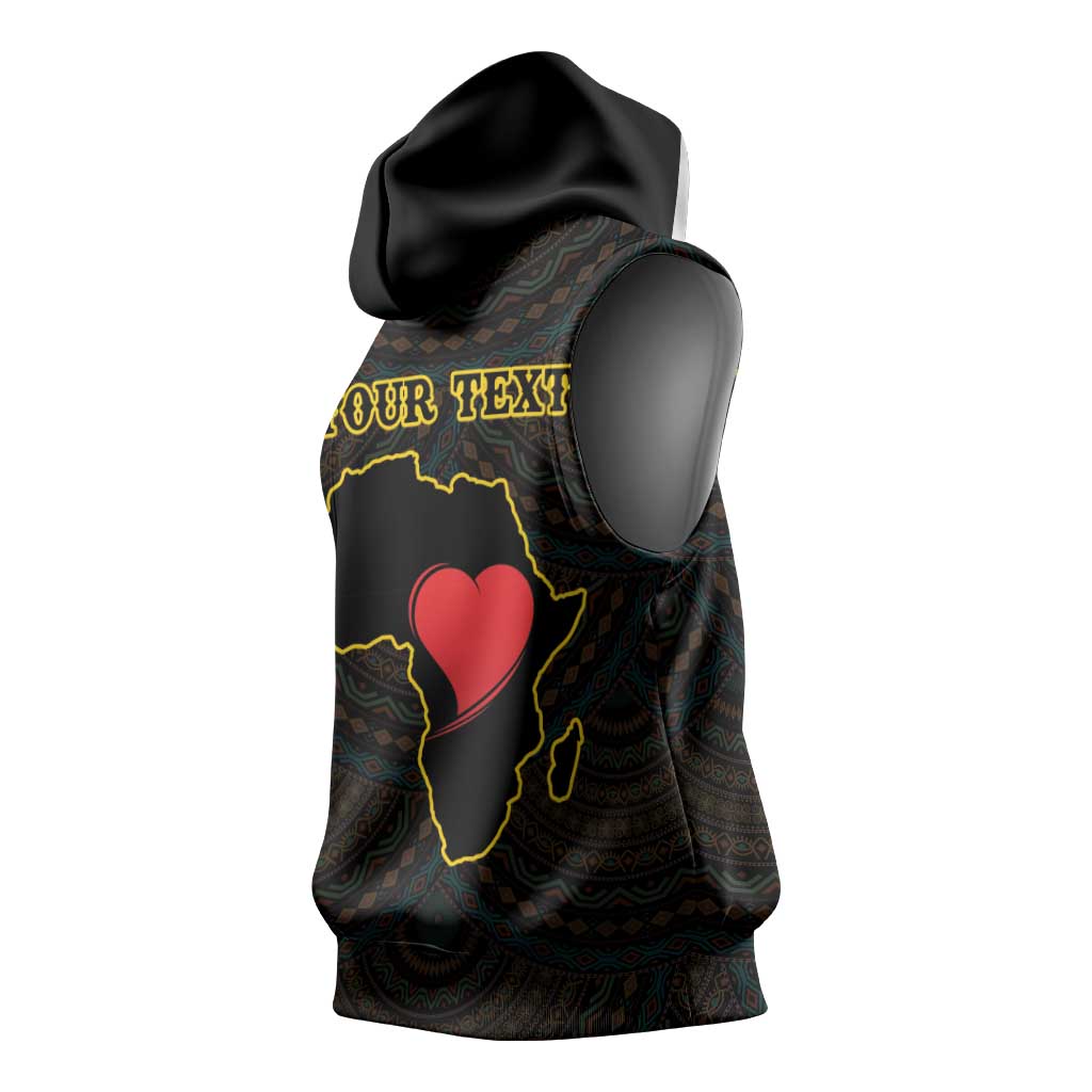 Personalized  African-American Black Love Day Sleeveless Hoodie Sankofa Heart - Nya Akoma - African Pride