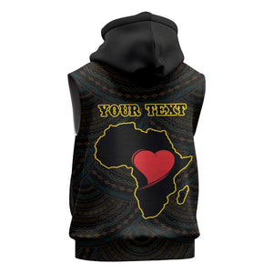 Personalized  African-American Black Love Day Sleeveless Zip Hoodie Sankofa Heart - Nya Akoma - African Pride