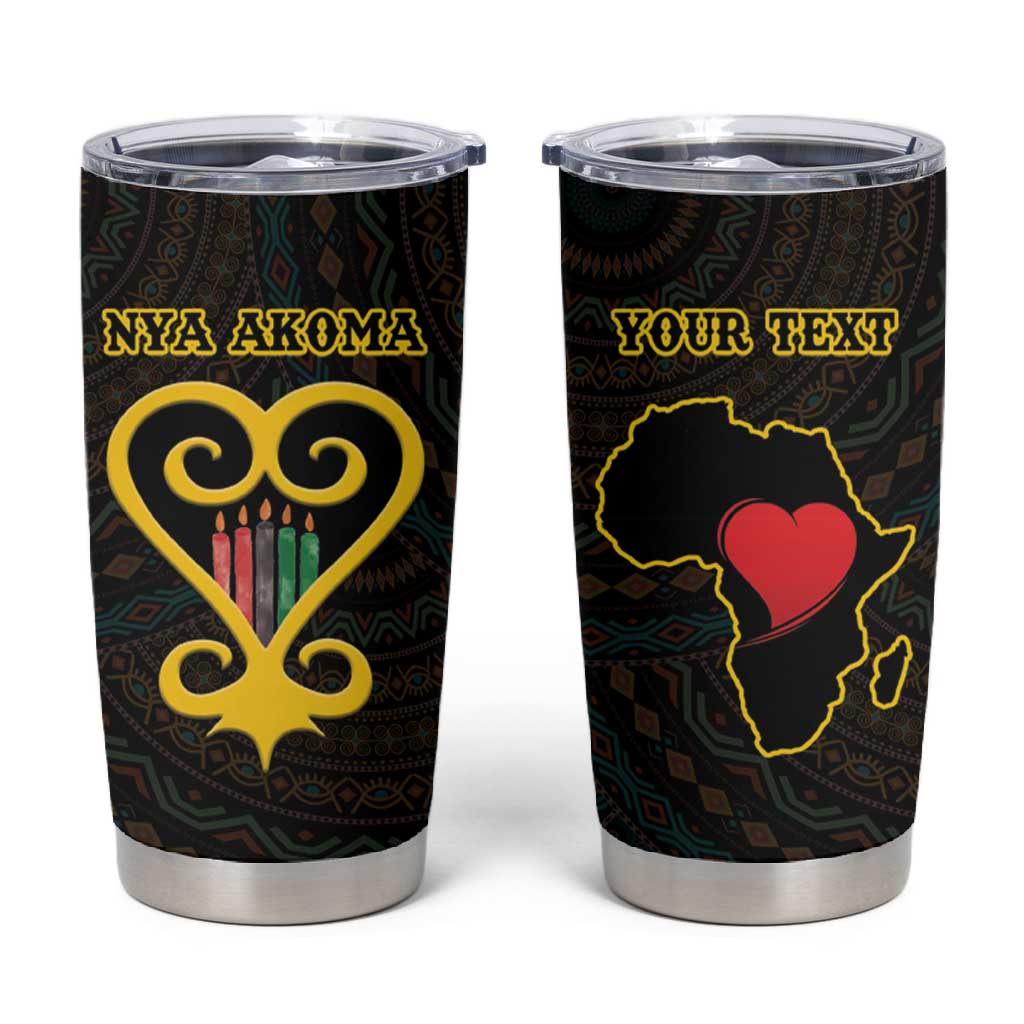 Personalized  African-American Black Love Day Tumbler Cup Sankofa Heart - Nya Akoma
