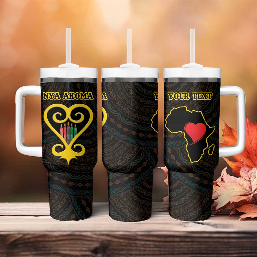 Personalized  African-American Black Love Day Tumbler With Handle Sankofa Heart - Nya Akoma