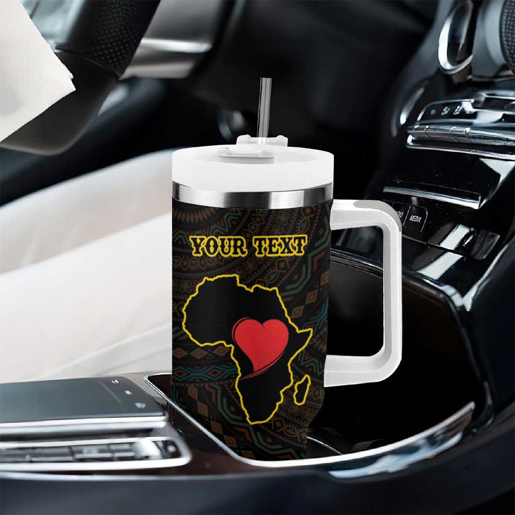 Personalized  African-American Black Love Day Tumbler With Handle Sankofa Heart - Nya Akoma