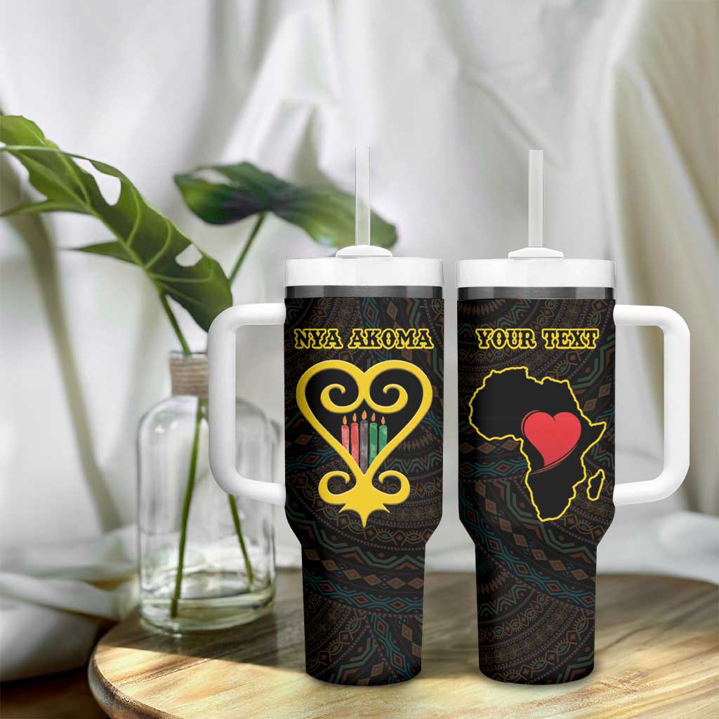 Personalized  African-American Black Love Day Tumbler With Handle Sankofa Heart - Nya Akoma
