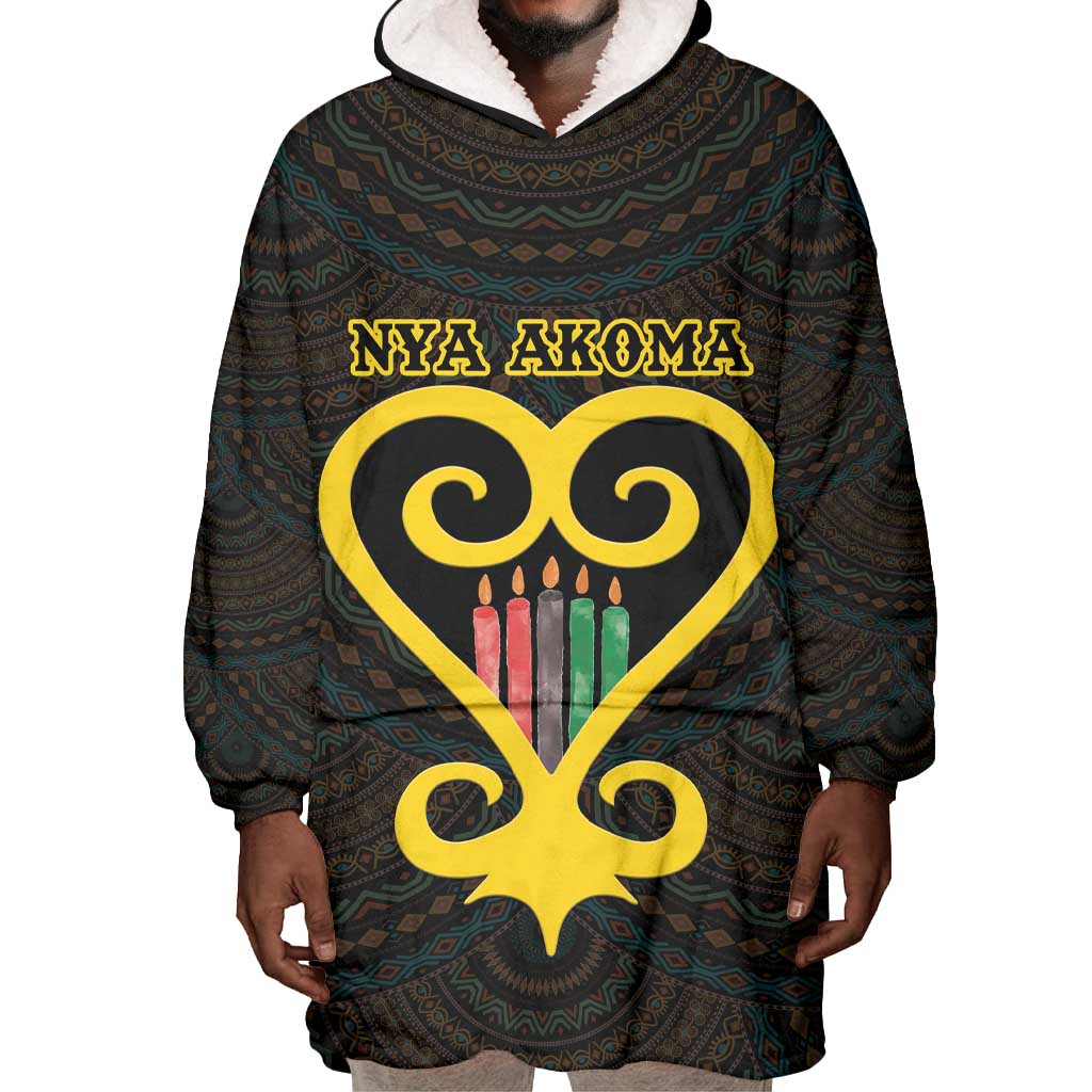 Personalized  African-American Black Love Day Wearable Blanket Hoodie Sankofa Heart - Nya Akoma