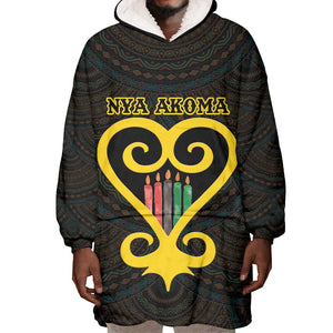 Personalized  African-American Black Love Day Wearable Blanket Hoodie Sankofa Heart - Nya Akoma